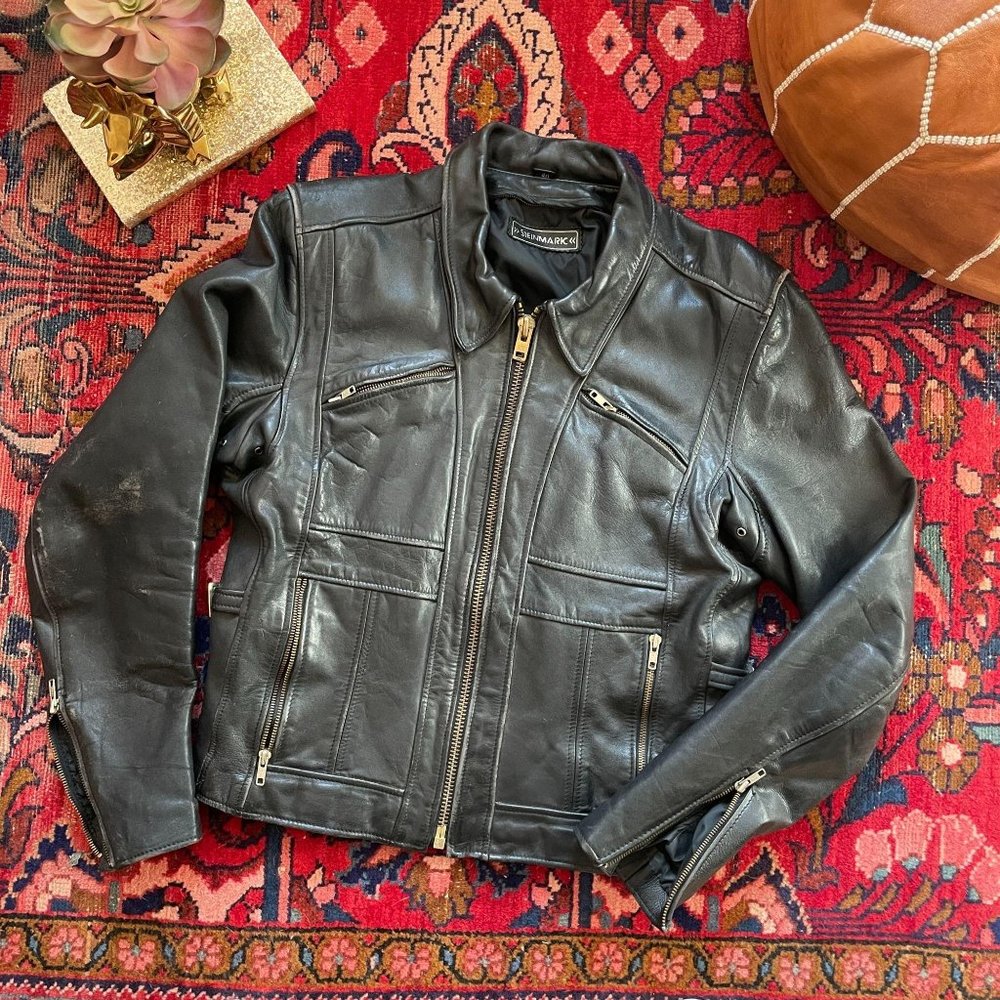 Vintage 8 Mens Napa Leather Distressed Moto Jacket